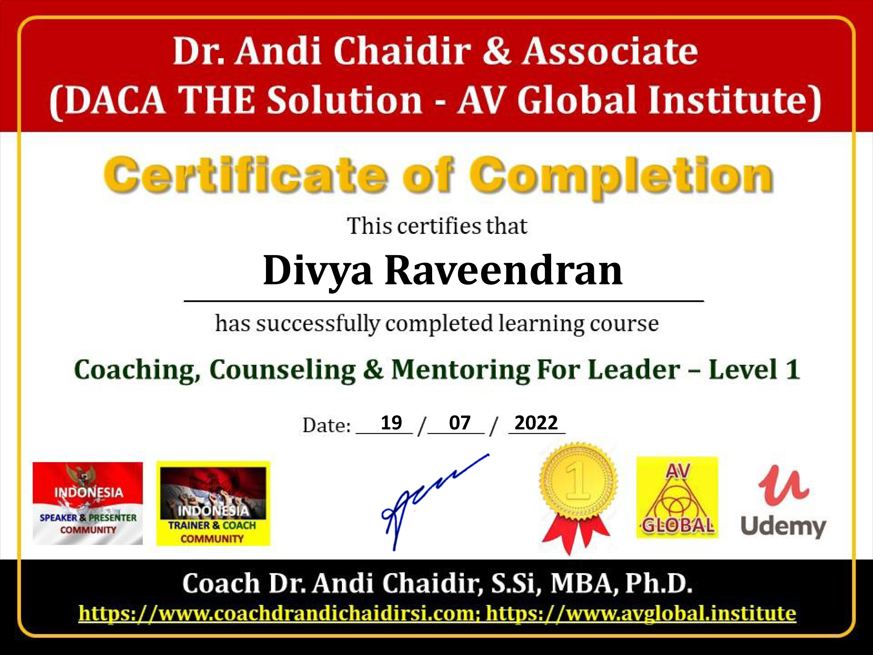 COACHING, COUNSELING & MENTORING FOR LEADER - LEVEL 1